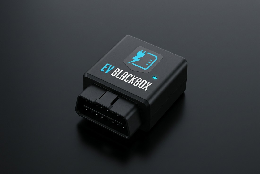 The EVBlackBox OBD-II dongle — plugs into any EV's diagnostic port